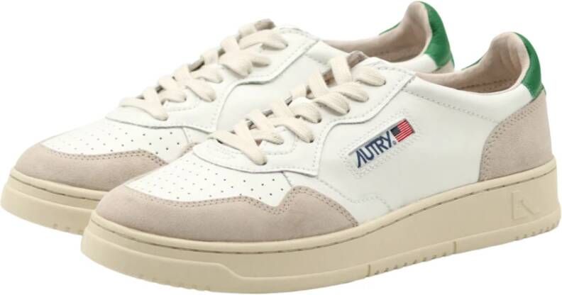 Autry Witte Leren Lage Sneakers met Groene Details White Dames