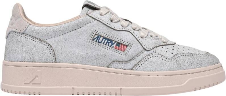Autry Lage Suède Sneakers Wit Roze