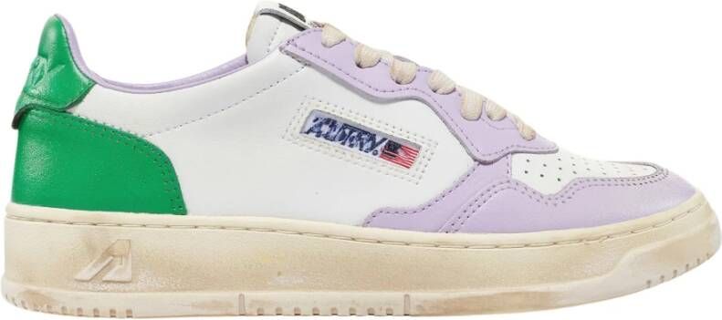 Autry Lage Sv25 Sneakers in Wit Lila Groen