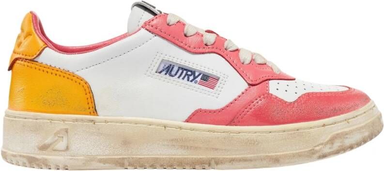 Autry Lage Sv31 Sneakers in Wit Roze Oranje