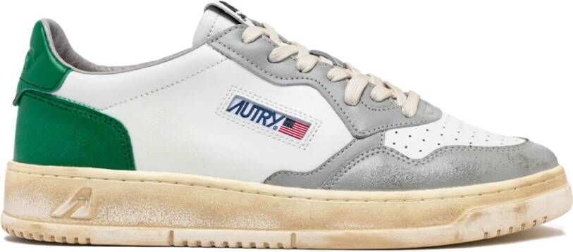 Autry Lage Top Leren Sneakers Wit Groen Grijs - Foto 2