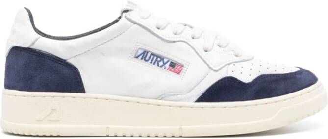 Autry Lage Top Sneaker Wit Marineblauw Suède Multicolor Heren