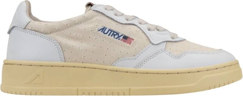 Autry Leren en stoffen vetersneakers White Dames