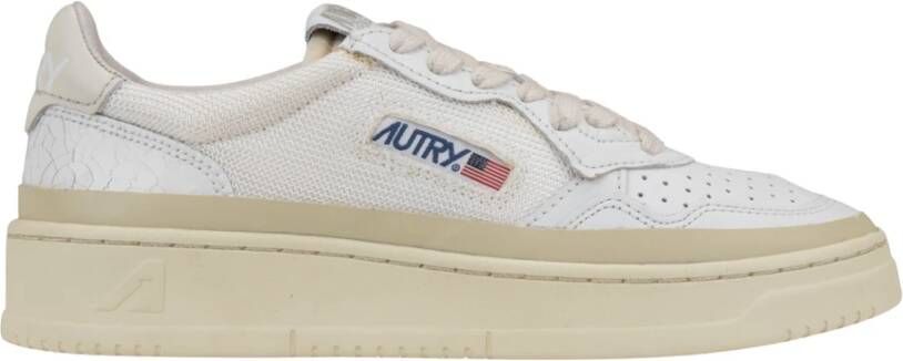 Autry Leren en stoffen vetersneakers White Dames