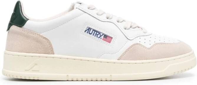 Autry Witte Leren Sneakers met Blauw Hiel Detail White Heren