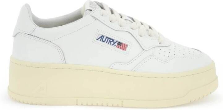 Autry Leren lage sneakers met logo-details White Dames