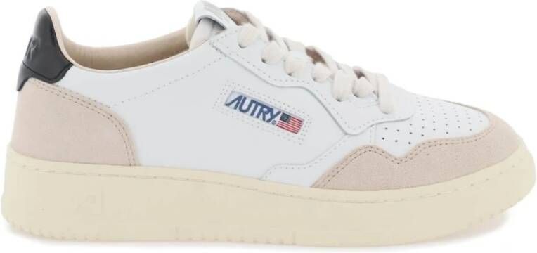 Autry Leren Medalist Lage Sneakers Witte Leren Sneakers met Suède Details Multicolor White Dames