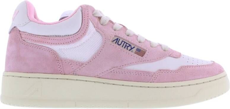 Autry Dames Open Mid Roze Wit Sneakers Pink Dames