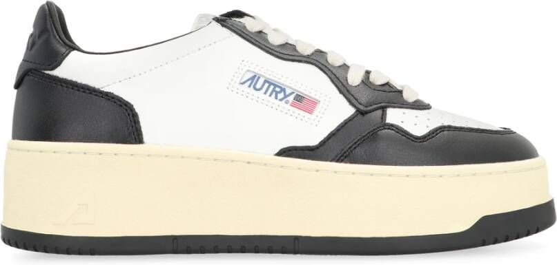 Autry Leren Platform Sneakers Dikke Zool White Dames