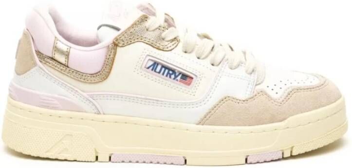 Autry Low-Top Sneakers Multicolor Low Top Sneakers With Logo Patch In Lea in poeder roze