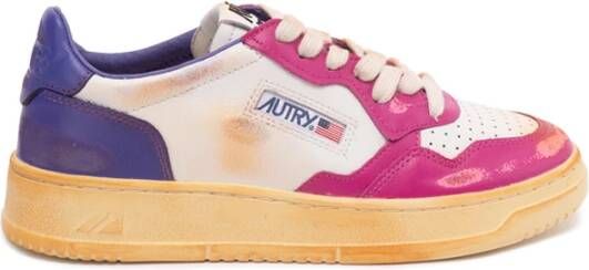 Autry Leren Sneakers in Wht Pink Prp Multicolor Dames