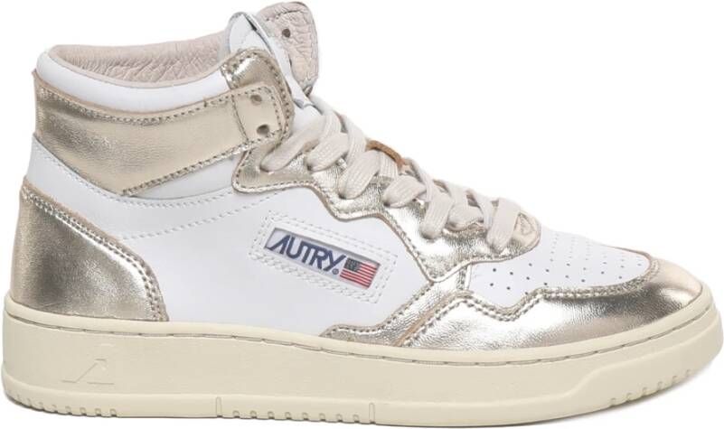 Autry Leren Sneakers met Enkelhoogte Beige Dames