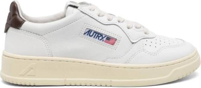 Autry Witte bruine leren sneakers Vintage geïnspireerd ontwerp Wit Heren