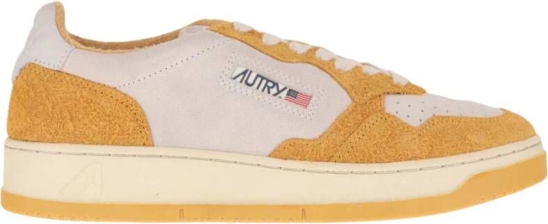 Autry Leren sneakers met logo-details en kleurblok-ontwerp Yellow Heren