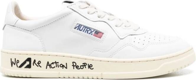 Autry Leren Sneakers met Slogan Print voor Heren White Heren