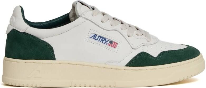 Autry Witte leren sneakers met groene accenten