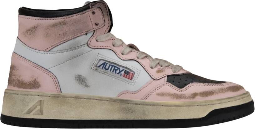Autry Leren Vetersneakers voor Dames Pink Dames