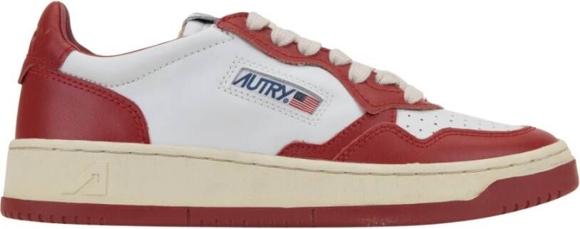 Autry Vintage lage leren sneakers met Amerikaanse vlag detail Rood