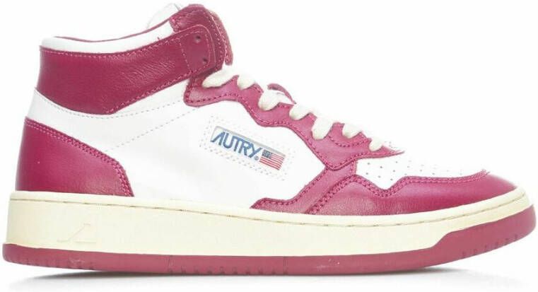 Autry Logo Patch Mid Top Sneakers Wit Dames