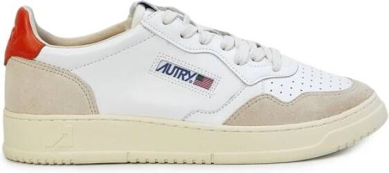 Autry Vintage Stijl Lage Sneakers in Wit en Oranje Leer White Heren