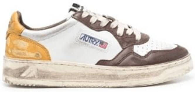 Autry Vintage Lage Sneaker Wit Bruin Honing Multicolor Heren