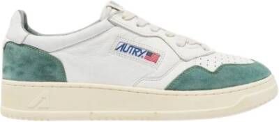 Autry Medalist Lage Sneakers Wit en Militair Groen Suède White Heren