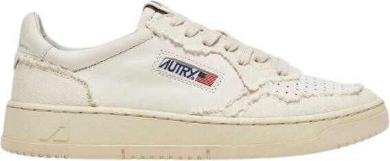 Autry Witte leren sneakers met beige stof White Heren