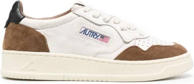 Autry Medalist Low Leren en Suède Sneakers Bruin Dames