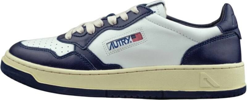 Autry Vintage-geïnspireerde witte en groene leren sneakers White