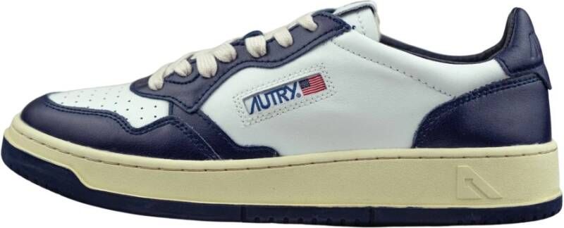 Autry Vintage-geïnspireerde witte en groene leren sneakers White Heren