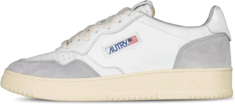 Autry Vintage-geïnspireerde lage sneakers van wit grijs leer White Heren