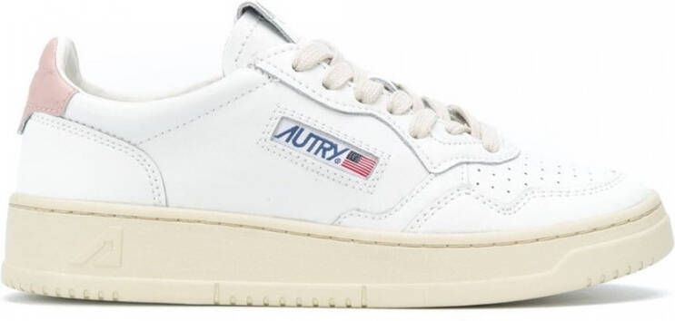 Autry Medalist Low Sneakers In Leather Color White Pink Wit Dames - Foto 2