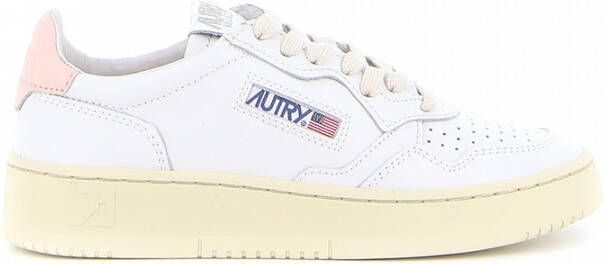 Autry Medalist Low Sneakers In Leather Color White Pink Wit Dames - Foto 4