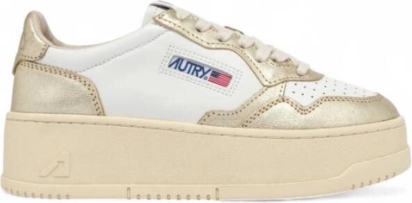 Autry Medalist Platform Sneakers in wit en goud