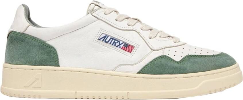 Autry Medalist Lage Sneakers Wit en Militair Groen Suède White Heren