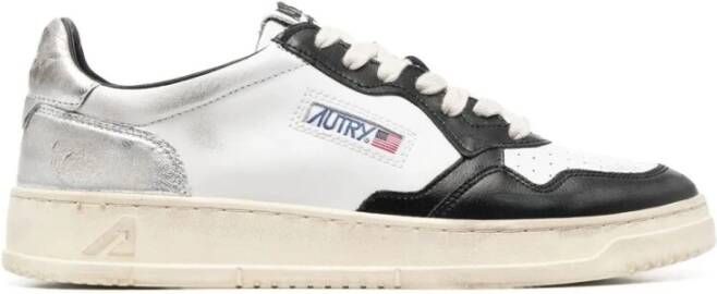 Autry Leren Veterschoenen Kleurblok Ontwerp Wit Dames