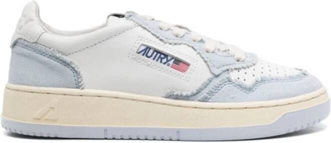 Autry Witte Leren Sneakers met Blauwe Stof Multicolor