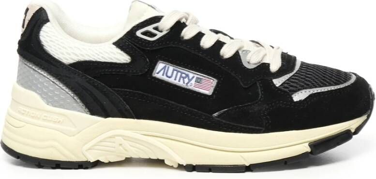 Autry Zwarte Leren Sneakers Hyperway Stijl