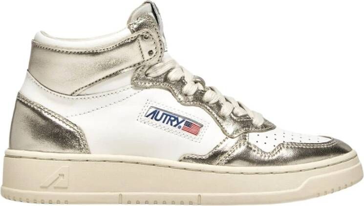 Autry Metallic Goud Leren Sneakers White Dames