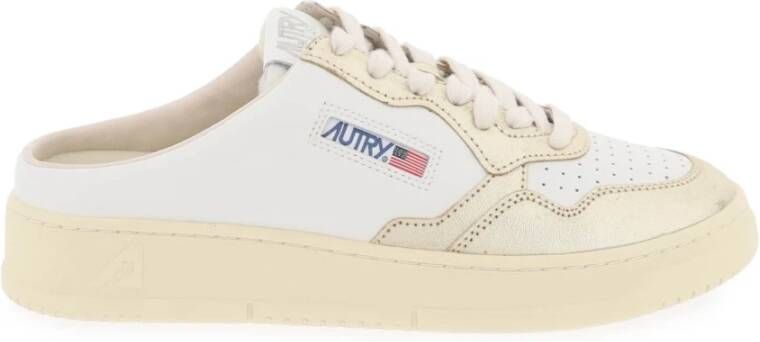 Autry Metallic Leren Lage Sneakers White Dames