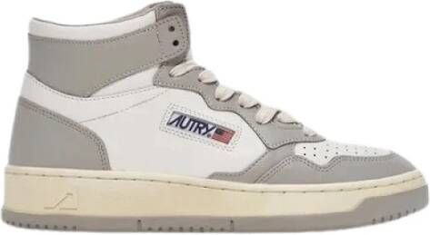 Autry Leren Mid-Cut Sneaker met US Vlag White Dames
