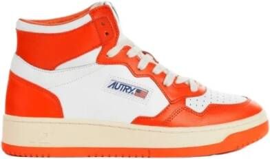 Autry Mid Medalist Sneakers Oranje Zwart Leer White Dames