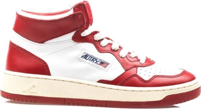Autry Witte en Rode Leren Sneakers Wit Heren
