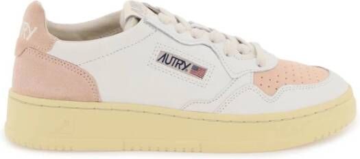 Autry Lage leren sneakers met contrasterende inzetstukken White