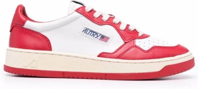 Autry Vintage lage leren sneakers met Amerikaanse vlag detail Rood Heren