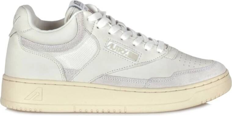 Autry Open Mid Sneakers van leer en suède White