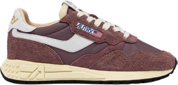 Autry Paarse Nylon en Suède Sneakers