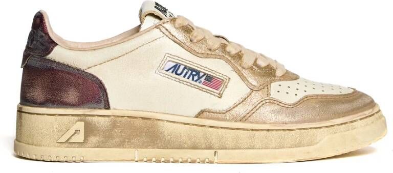 Autry Low-Top Sneakers basket medalist super vintage en cuir blanc in meerkleurig