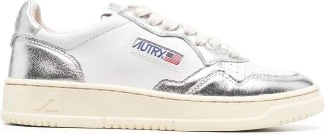 Autry Witte Leren Sneakers met Zilveren Details White