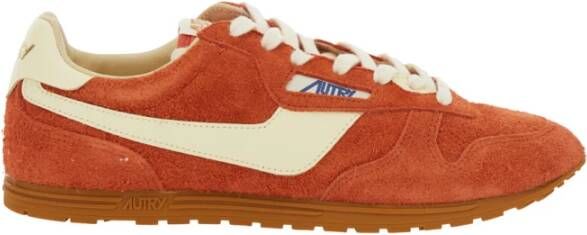 Autry Rode Lage Top Sneakers Ronde Neus